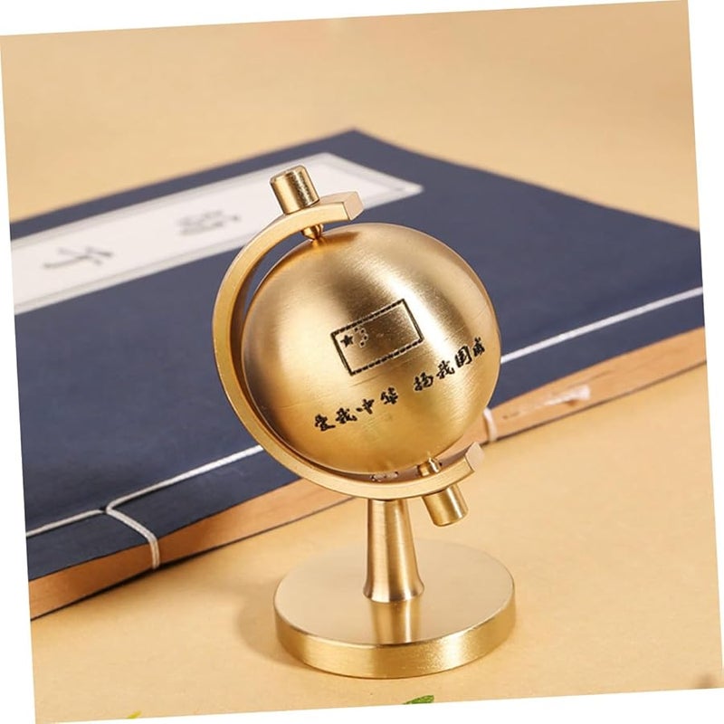 كرة أرضية من النحاس الدوارة مع قاعدة خشبية للتعليم والمكتب وديكور المنزل - Image 3